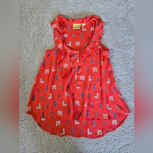 Maeve Anthropologie Womens Size 2 Small Orange Sleeveless Flowy Blouse